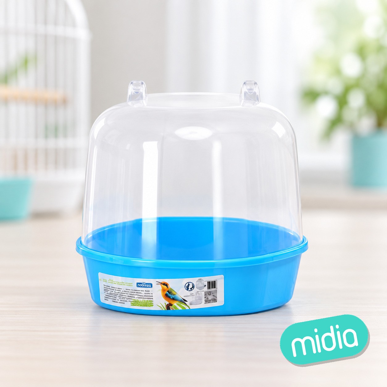 Bañera para pájaros semicerrada